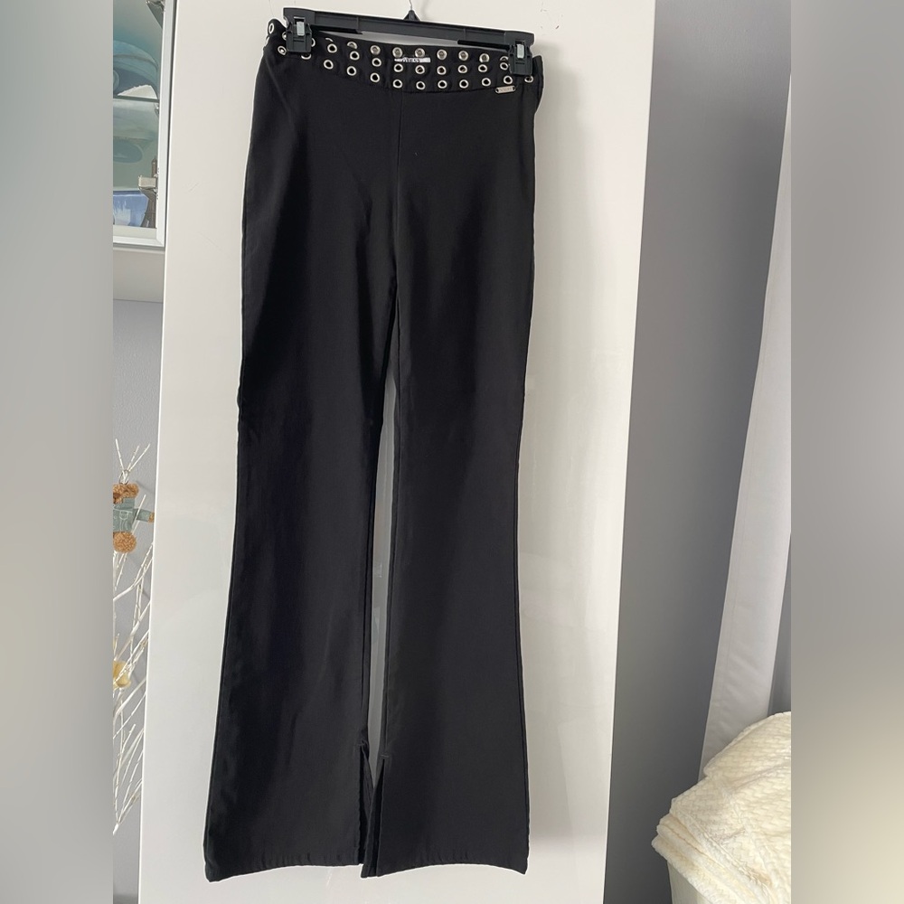 Guess Black High-Waist Flare Pants with Grommet Belt Detail Vintage 90’s